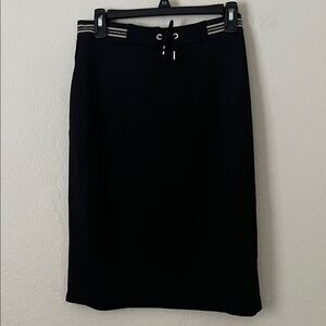 NWT RABE Elegant Black Pencil Skirt Elastic Drawstring in Size 12